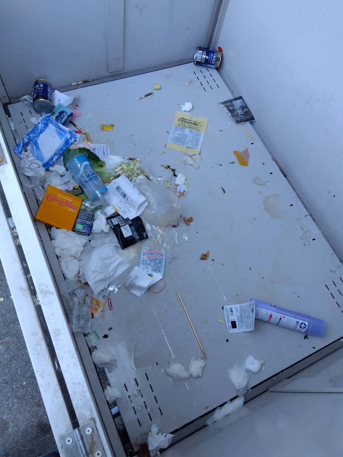 共有ゴミ箱内の清掃前